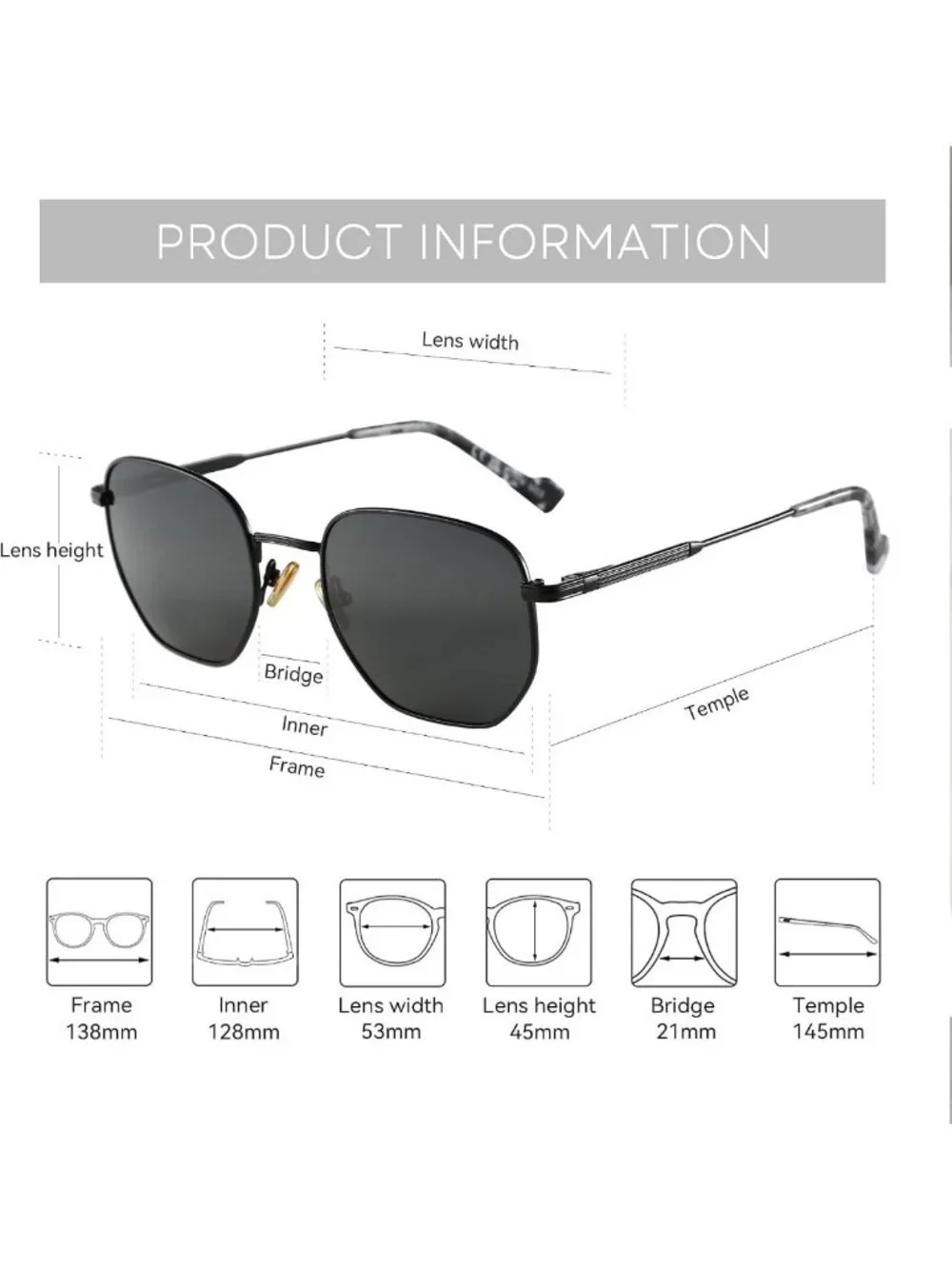 Stylish Polarized Hexagon Sunglasses for Men & Women - UV400 Protection, Metal